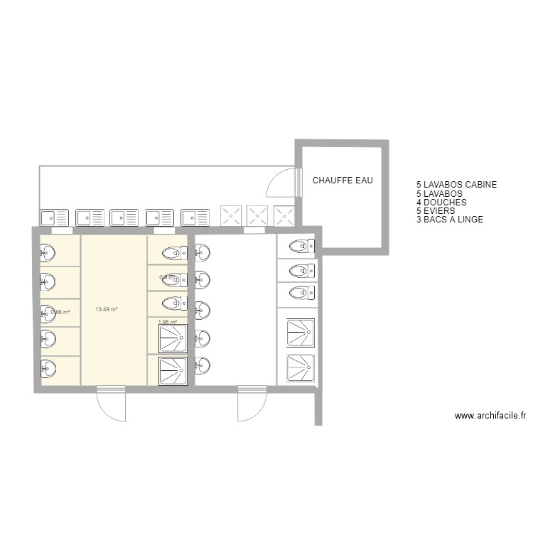 sanitaire nouveau. Plan de 0 pièce et 0 m2