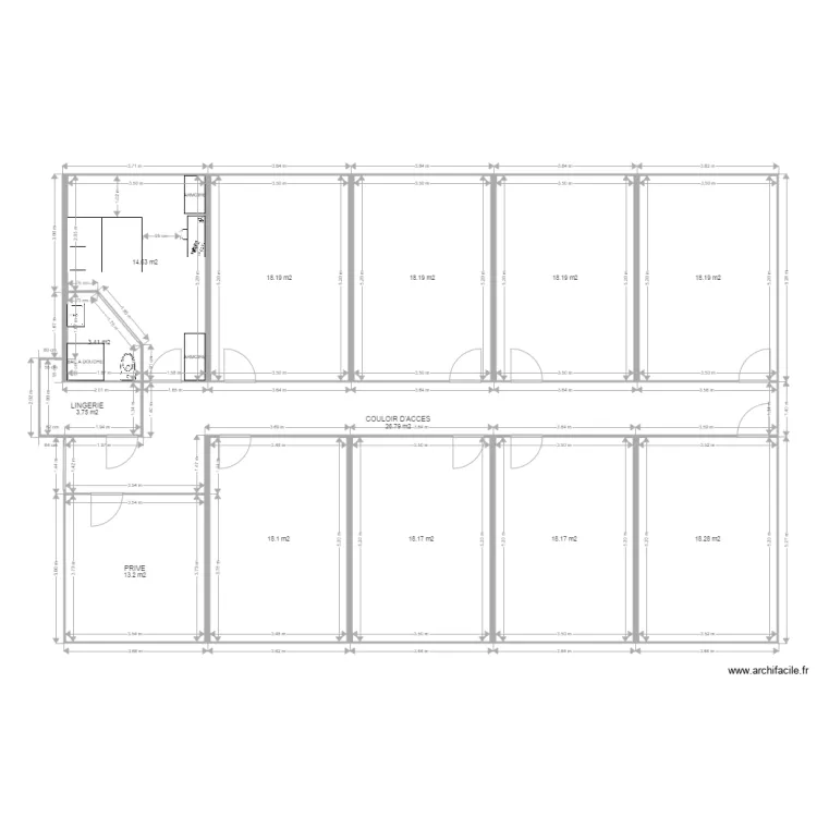 HOTEL LE GRAND CHENE AILE DROITE. Plan de 