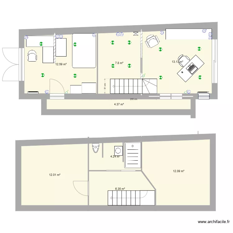 REZ DE CHAUSSEE electricite. Plan de 