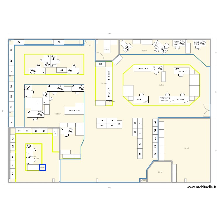 Atelier V4. Plan de 14 pièces et 466 m2