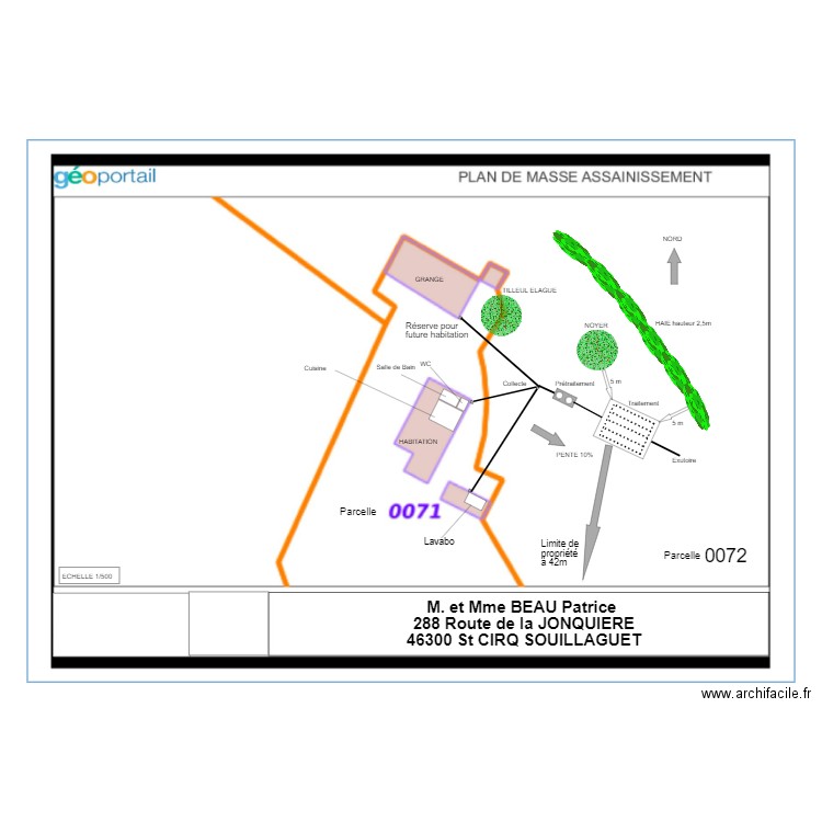 PLAN DE MASSE ASSAINISSEMENT. Plan de 0 pièce et 0 m2