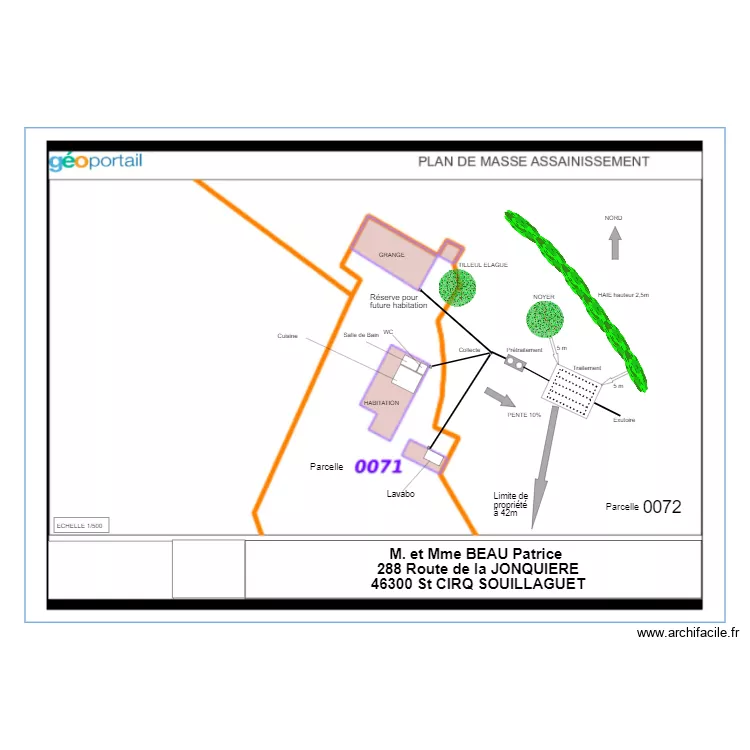 PLAN DE MASSE ASSAINISSEMENT. Plan de PLAN DE MASSE ASSAINISSEMENT. Plan de