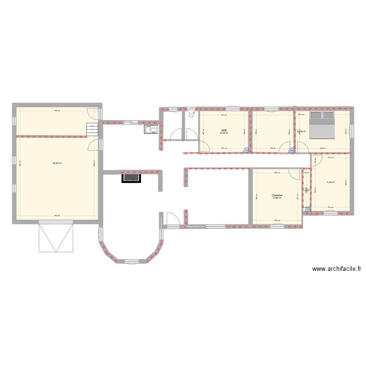 saint christol. Plan de 6 pièces et 104 m2