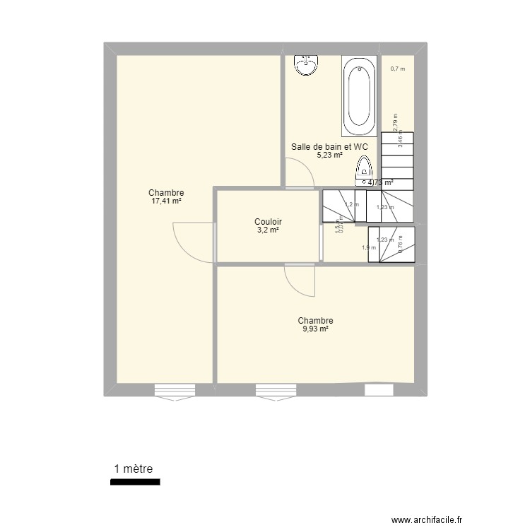 CARMES 4 R+2 CH/SDB. Plan de 5 pièces et 40 m2