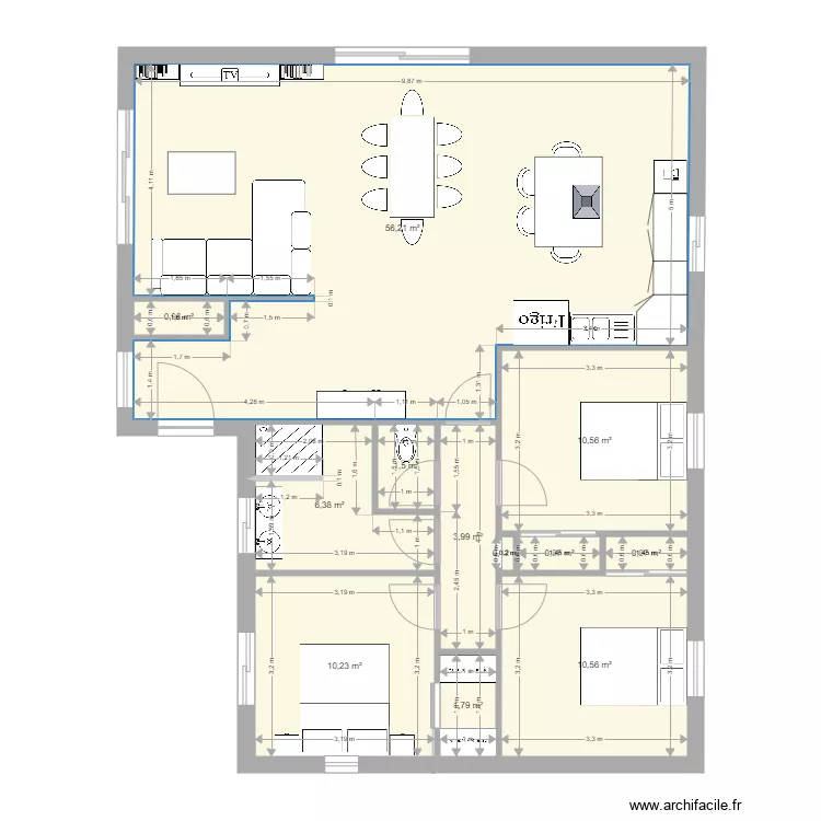 plan maison L. Plan de 