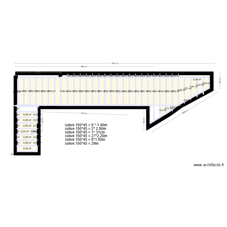 TERASSE. Plan de 76 pièces et 22 m2