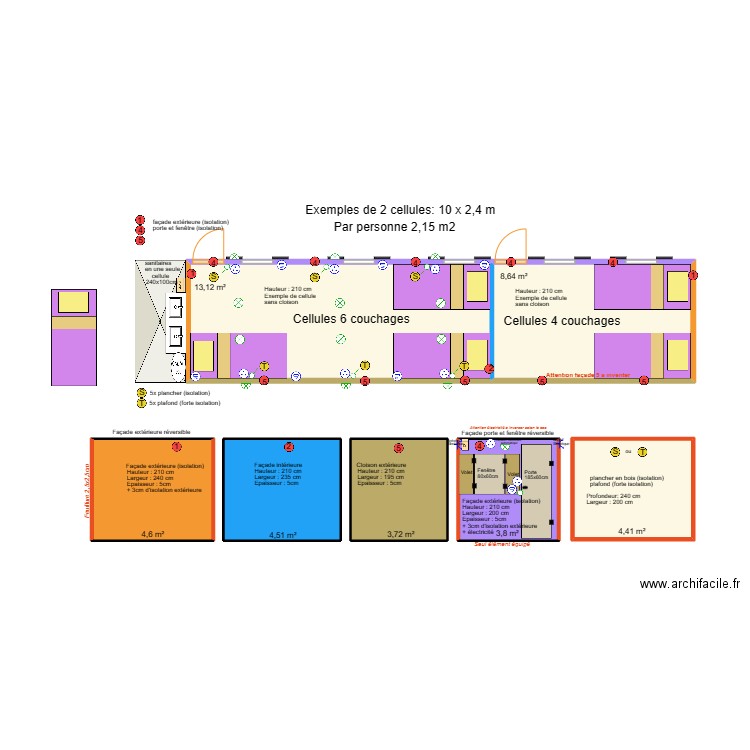 Exemples de 2 cellules panneaux 01. Plan de 0 pièce et 0 m2