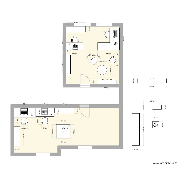 iso3. Plan de 2 pièces et 49 m2