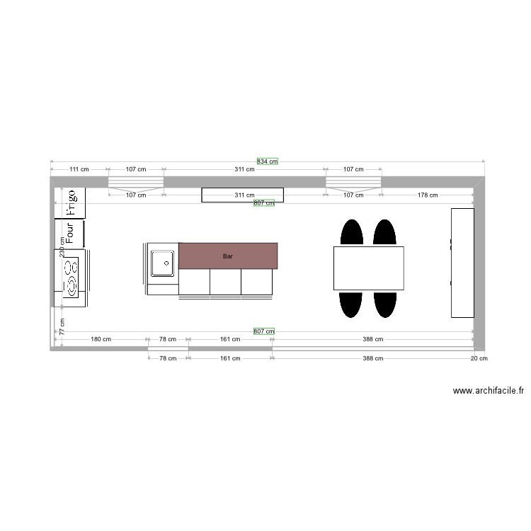Cuisine. Plan de 0 pièce et 0 m2