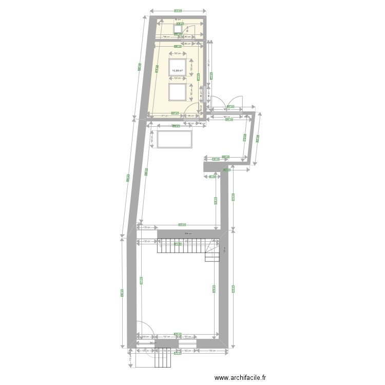 Butia. Plan de 1 pièce et 17 m2