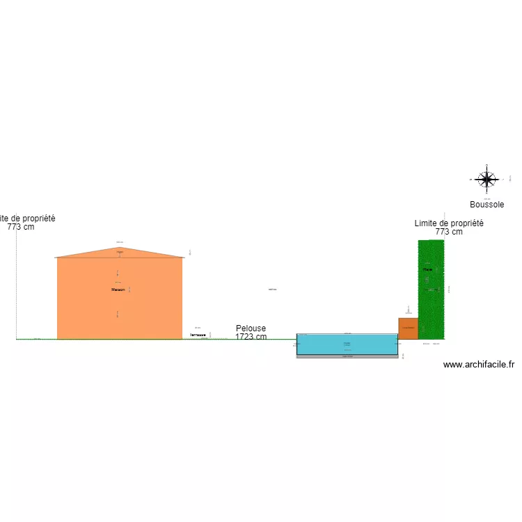 plan de coupe piscine bois semi enterr&eacute;e avec local piscine 2m2. Plan de 