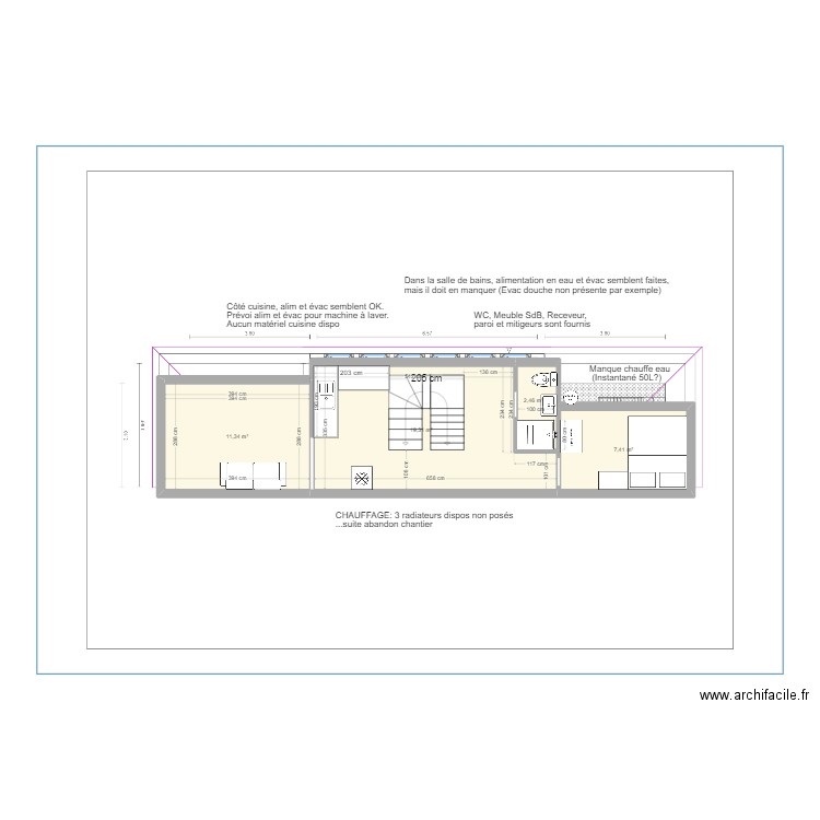 Aménagement combles 40m2. Plan de 0 pièce et 0 m2
