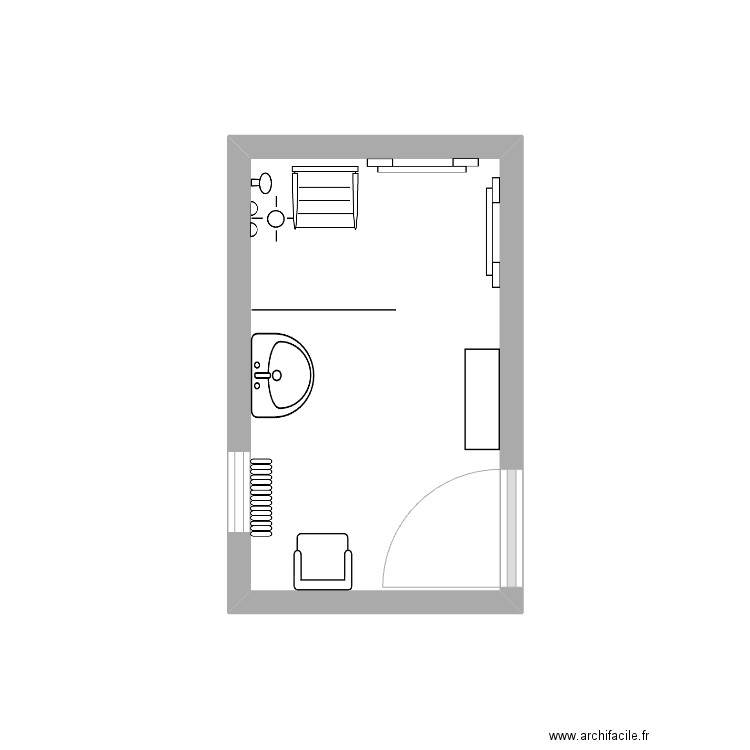 Salle de bain. Plan de 1 pièce et 5 m2