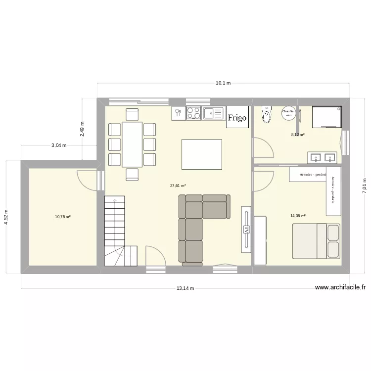 MAISON A ETAGE. Plan de 4  et 71 m²