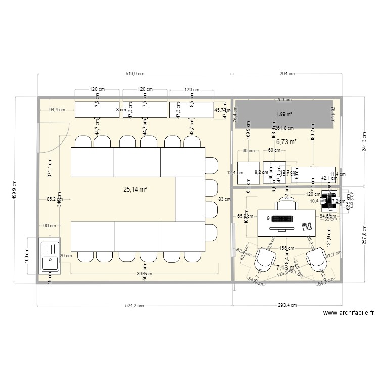 foyer duclos. Plan de 3 pièces et 39 m2