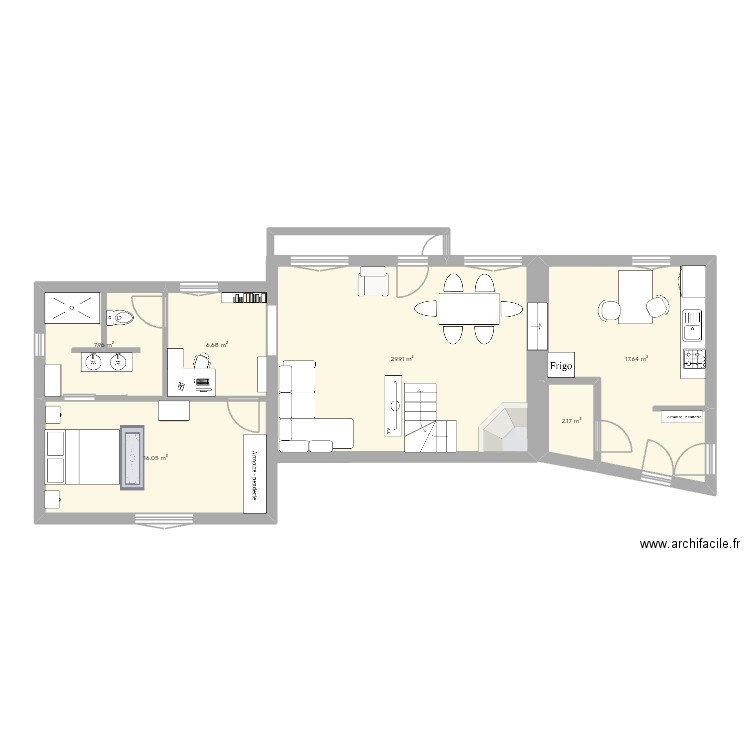 Maison ste agathe. Plan de 6 pièces et 80 m2