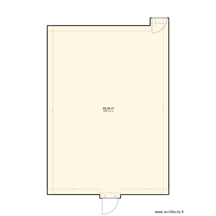 classe n11. Plan de 1 pièce et 65 m2