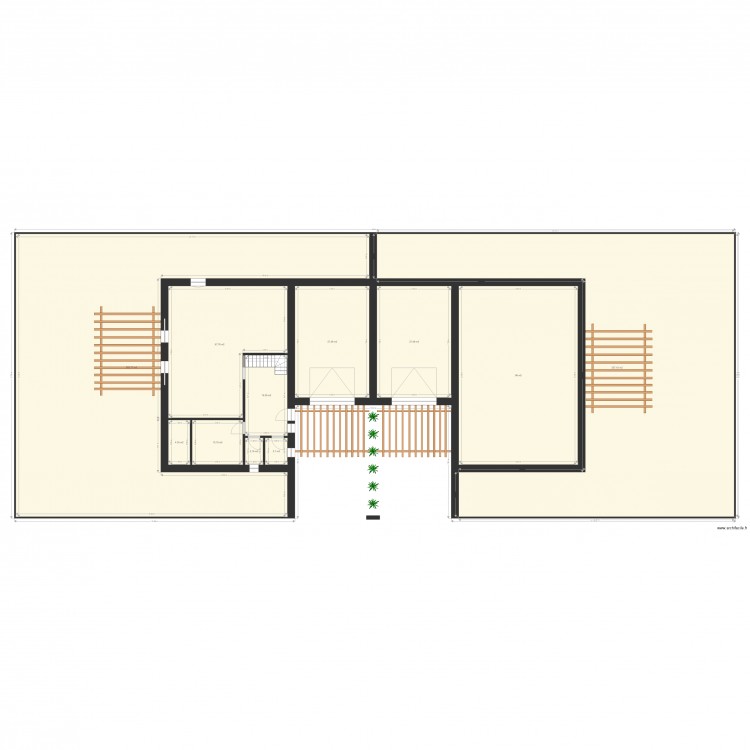 maison jumelé. Plan de 23 pièces et 1296 m2