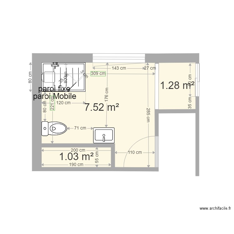 BOUSQUET. Plan de 3 pièces et 10 m2