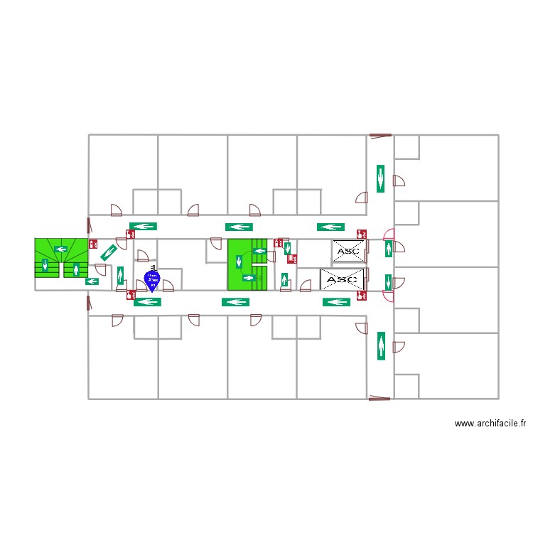 1er etage bouteille 58 gauche esc. Plan de 3 pièces et 7 m2