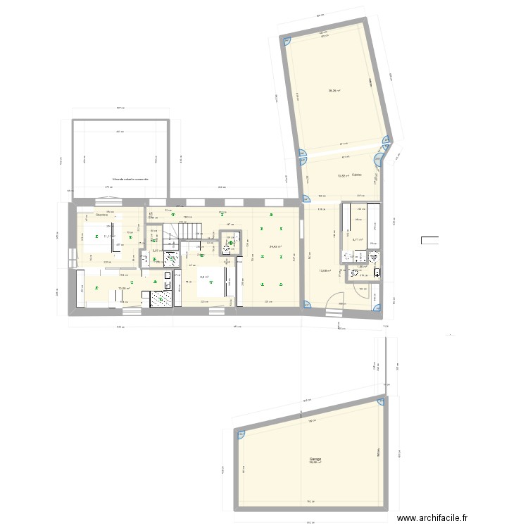 Maison Trezien Plan Version Kalou bas avril 2023. Plan de 12 pièces et 157 m2