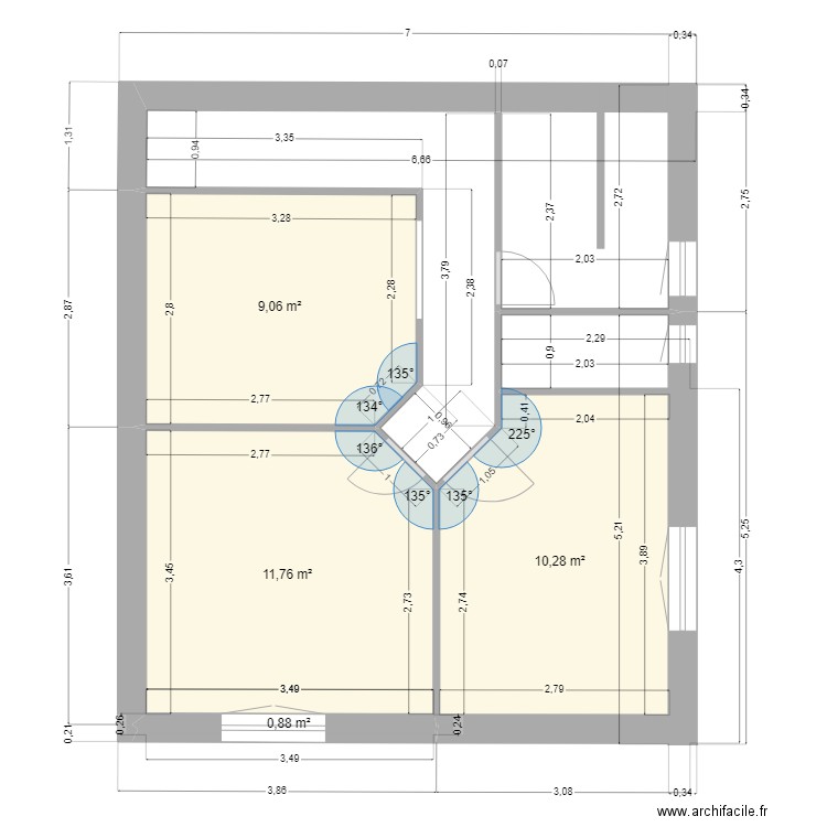 Etage Cabanon. Plan de 4 pièces et 32 m2