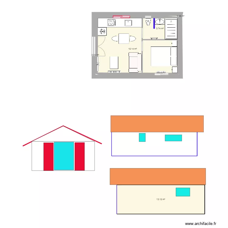 studio garage. Plan de studio garage. Plan de