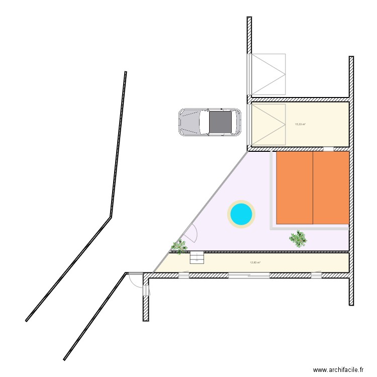 EXTENTION FRED. Plan de 3 pièces et 75 m2