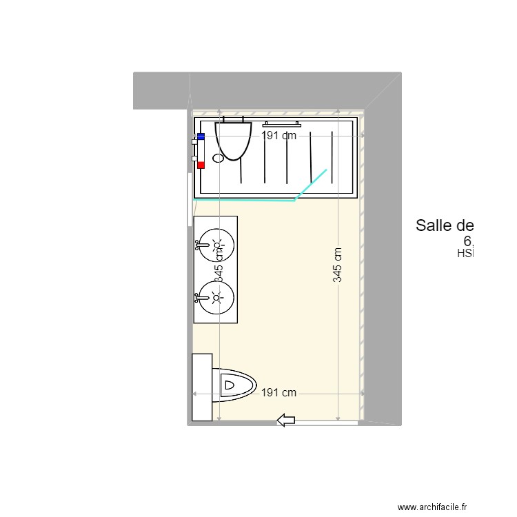 COMBE A. Plan de 1 pièce et 7 m2