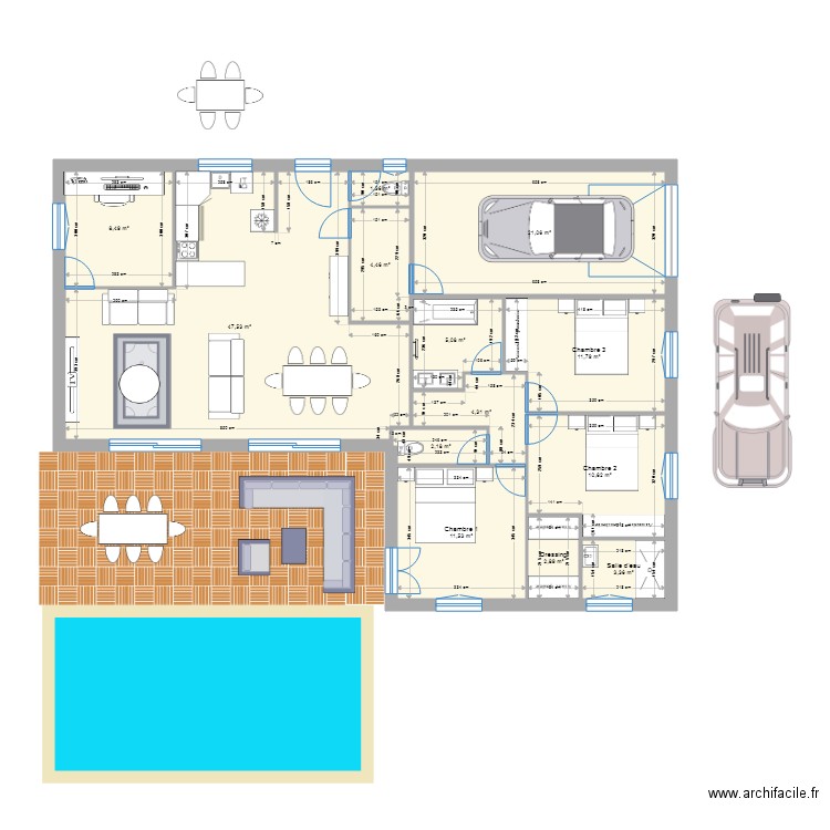 Projet CERANDON v2 - Plan 13 pièces 135 m2 dessiné par Patpanic