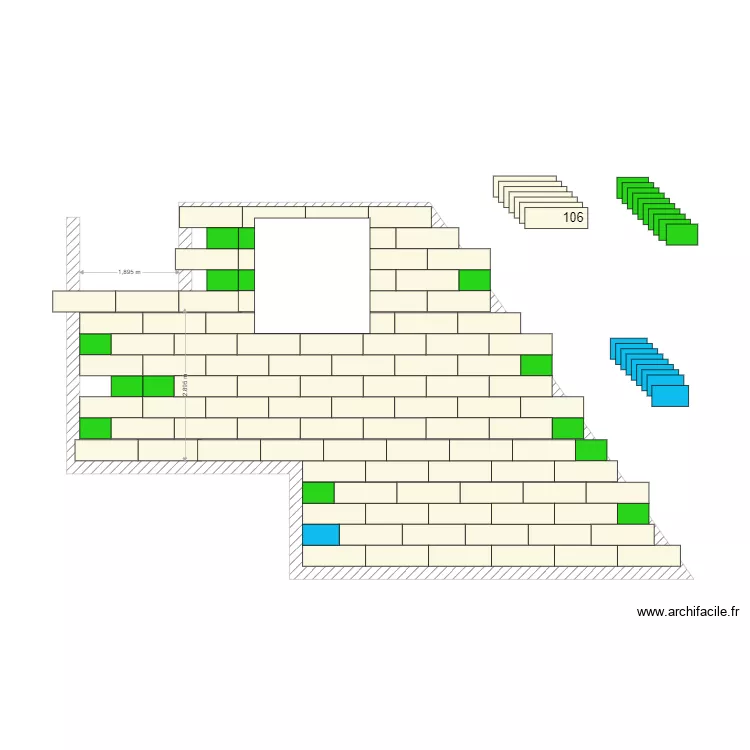 TERRASSE N 2 120x40 en horizontale. Plan de 