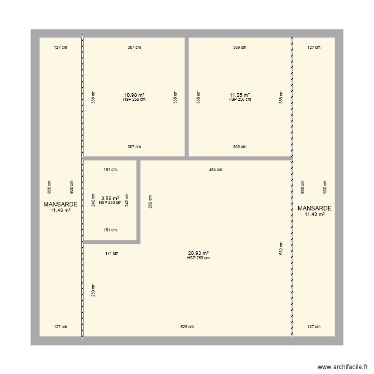 Ebauche . Plan de 6 pièces et 78 m2