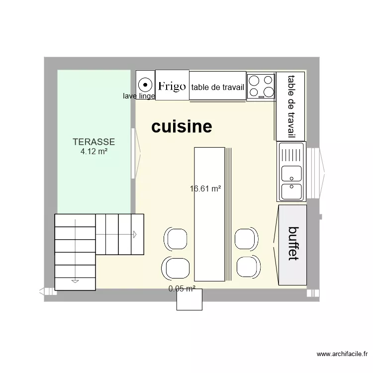 évier fenêtre Buffet Cuisson au fond. Plan de évier fenêtre Buffet Cuisson au fond. Plan de