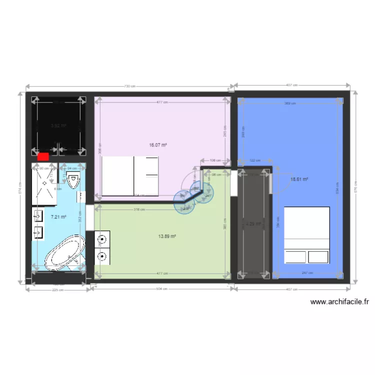 Buanderie B  2m2. Plan de 