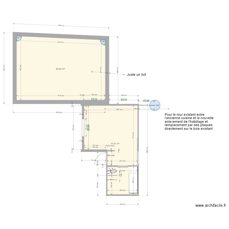 cuisinje avce agrandissement. Plan de 0 pièce et 0 m2