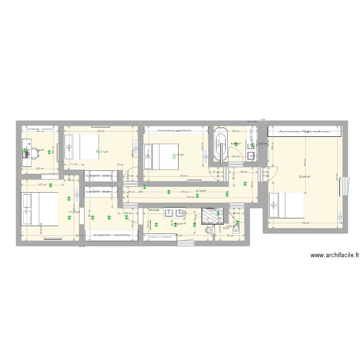 etage ly2.4. Plan de 10 pièces et 90 m2