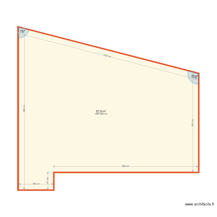 fab zone inter. Plan de 1 pièce et 68 m2