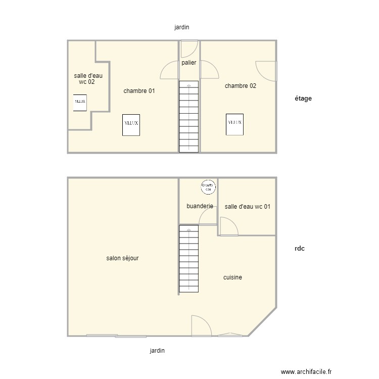 petrini am. Plan de 7 pièces et 88 m2