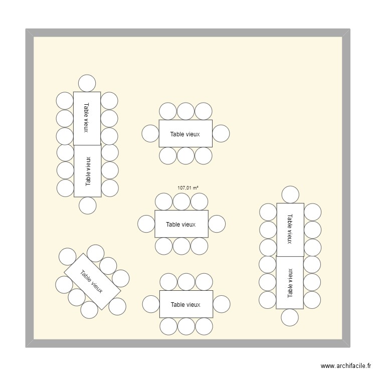 plan de tables 47 maj. Plan de 1 pièce et 107 m2