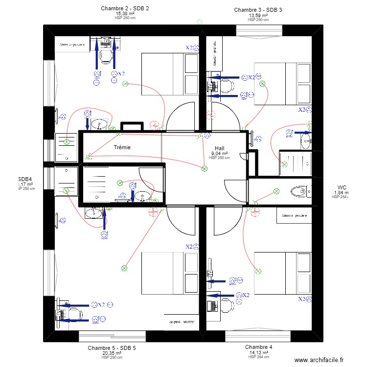 Plan LAMY RENOVATION V3 avec meubles. Plan de 0 pièce et 0 m2