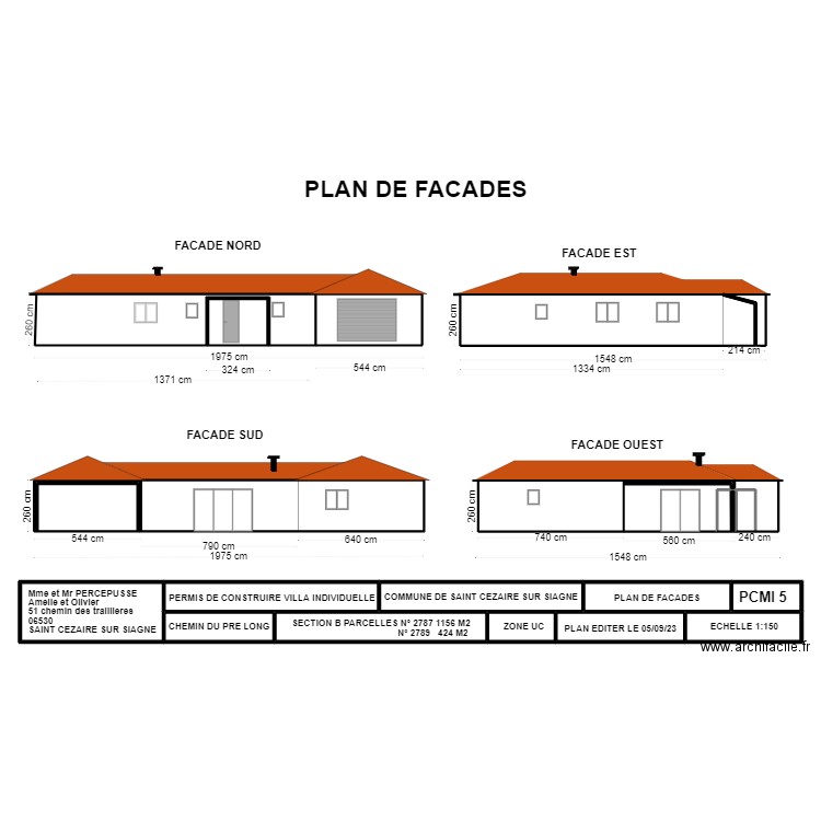 PCMI 5 PLAN DE FACADES PRE LONG. Plan de 24 pièces et 289 m2