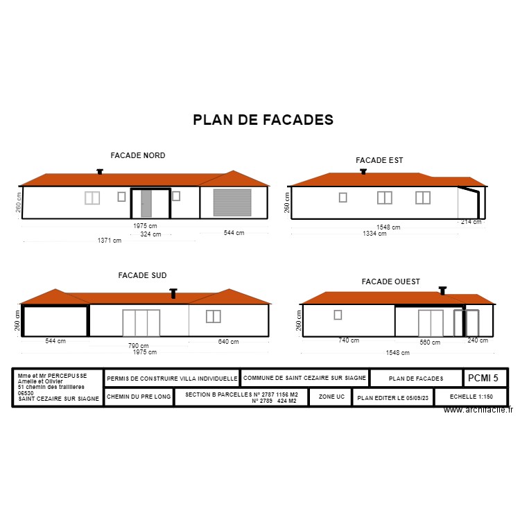 PCMI 5 PLAN DE FACADES PRE LONG. Plan de 0 pièce et 0 m2