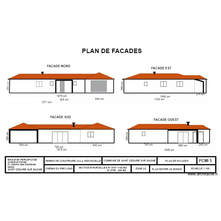PCMI 5 PLAN DE FACADES PRE LONG. Plan de PCMI 5 PLAN DE FACADES PRE LONG. Plan de