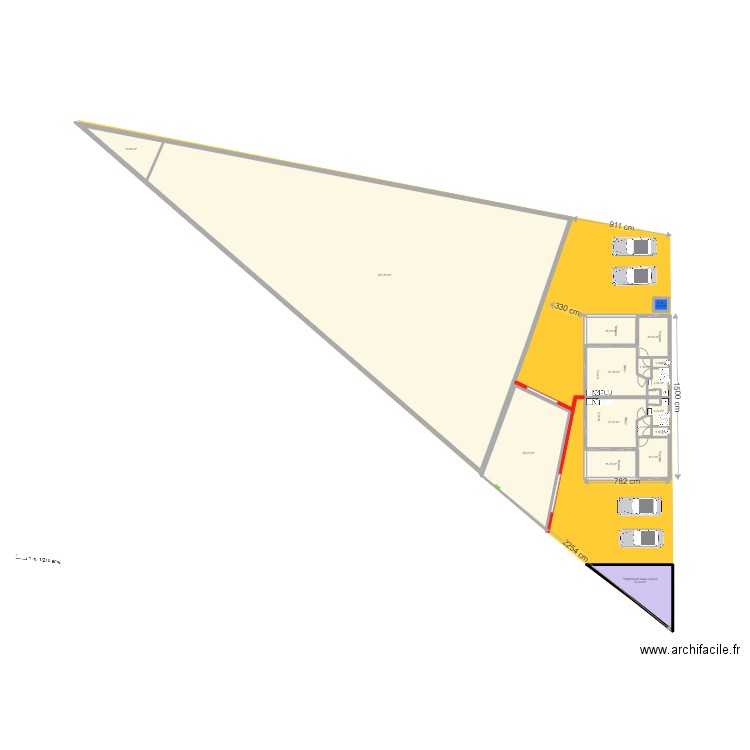 Doublette avec terrasse intégré V3. Plan de 17 pièces et 721 m2