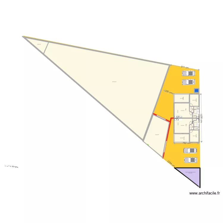 Doublette avec terrasse int&eacute;gr&eacute; V3. Plan de 