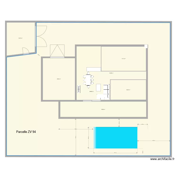 JARDIN portail 3m VERSION MEBUBLE SALON. Plan de 