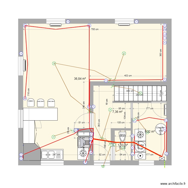 Maison Damien. Plan de 4 pièces et 51 m2