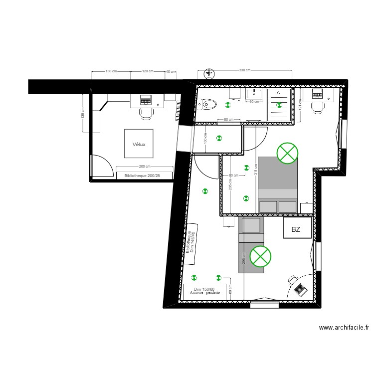 MARSON COTE 9. Plan de 1 pièce et 34 m2