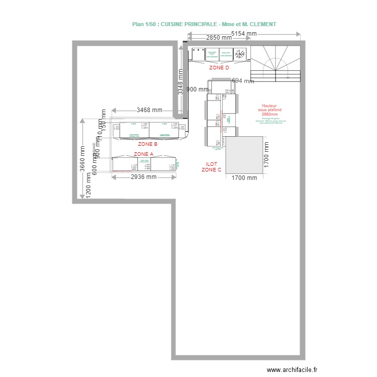 Cuisine principale  CLEMENT. Plan de 0 pièce et 0 m2