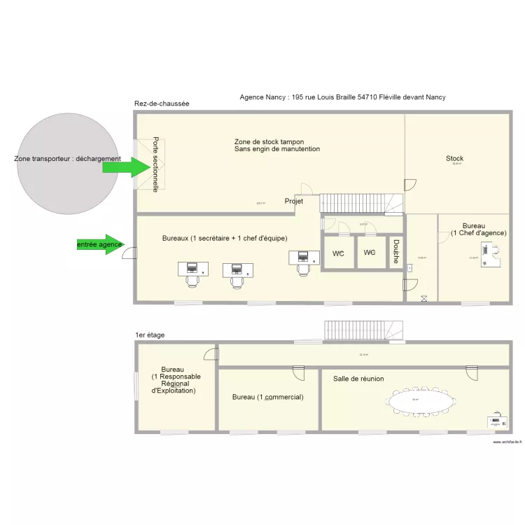 Agence Fl&eacute;ville devant Nancy. Plan de 